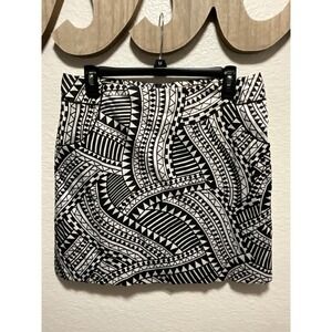 SPORT HALEY Women's Black White Tribal Print Mini Skirt Size 8